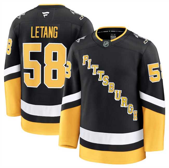 Men%27s Pittsburgh Penguins #58 Kris Letang Black 2024-25 Alternate Stitched Hockey Jersey Dzhi